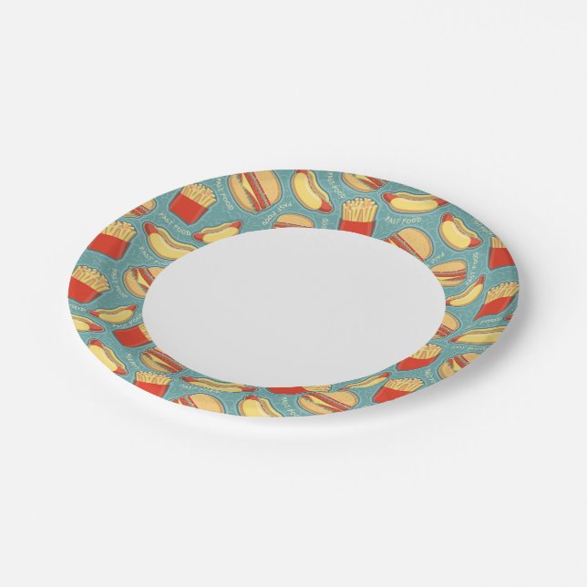 Fast Food Pattern 3 Paper Plates (Angled)