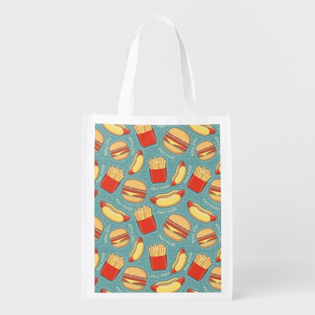 Fast Food Pattern 3 Reusable Grocery Bag (Front)