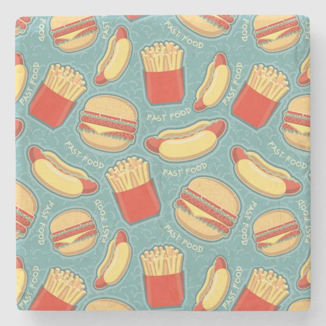 Fast Food Pattern 3 Stone Coaster (Front)