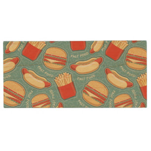 Fast Food Pattern 3 Wood USB Flash Drive