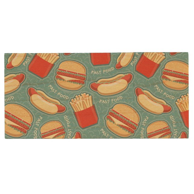 Fast Food Pattern 3 Wood USB Flash Drive (Front)