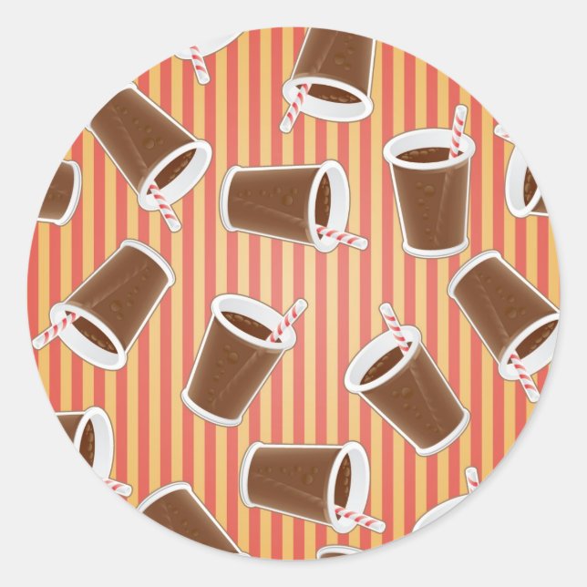 Fast food pattern classic round sticker (Front)