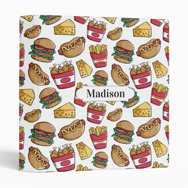 Fast Food Pattern custom name binders (Front/Spine)