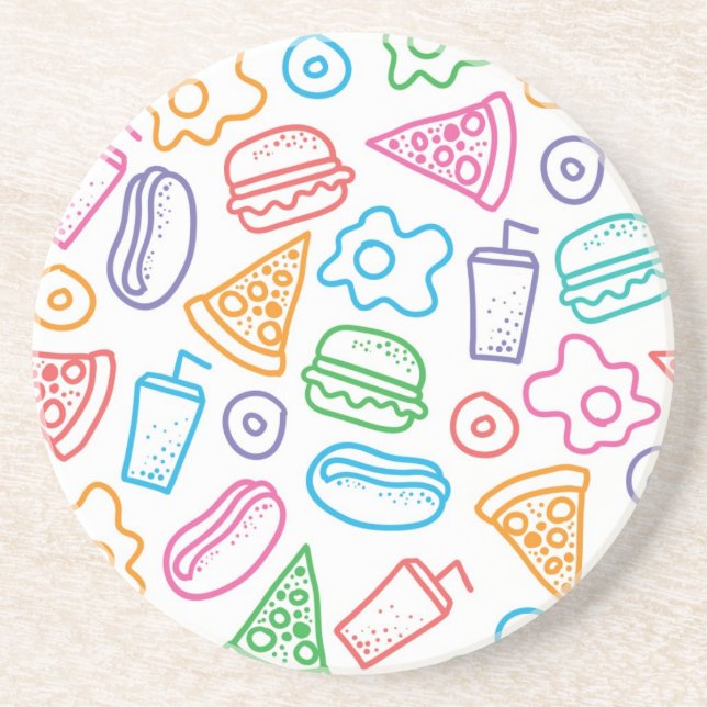 Fast food pattern drink coaster (Front)