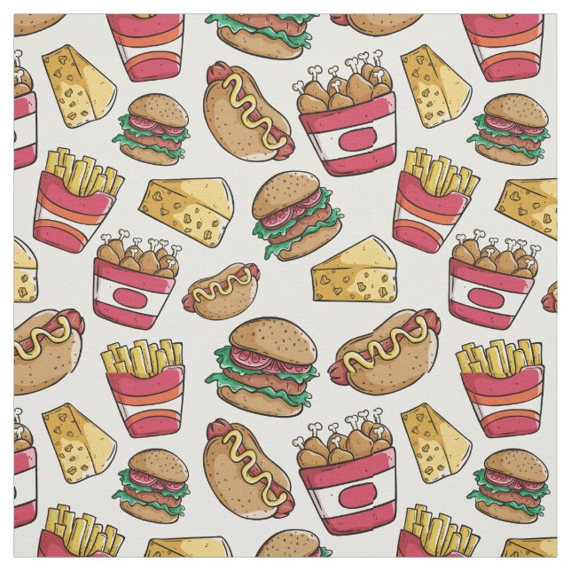 Fast Food Pattern fabric (Swatch)