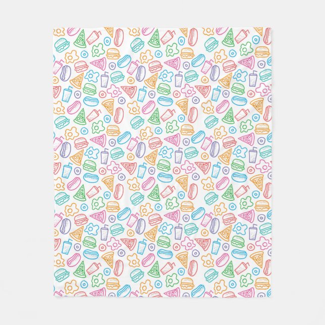 Fast food pattern fleece blanket (Front)