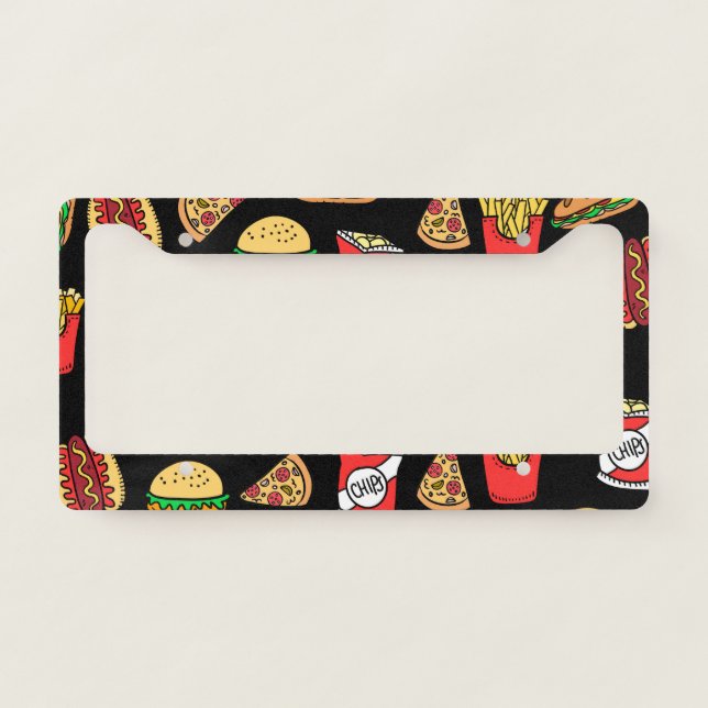 Fast Food Pattern License Plate Frame (Front)