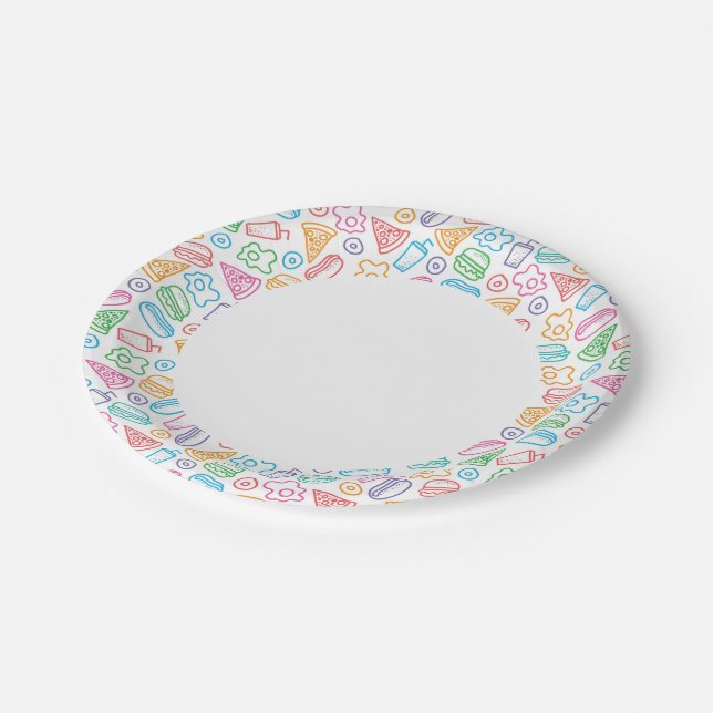 Fast food pattern paper plates (Angled)