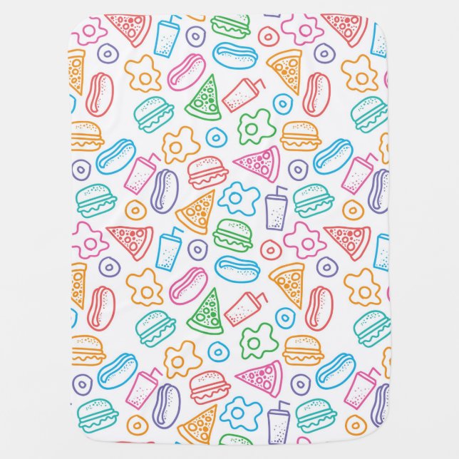 Fast food pattern receiving blanket (Front)