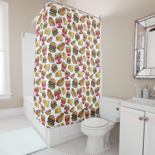 Fast Food Pattern shower curtain