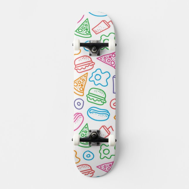 Fast food pattern skateboard deck (Front)