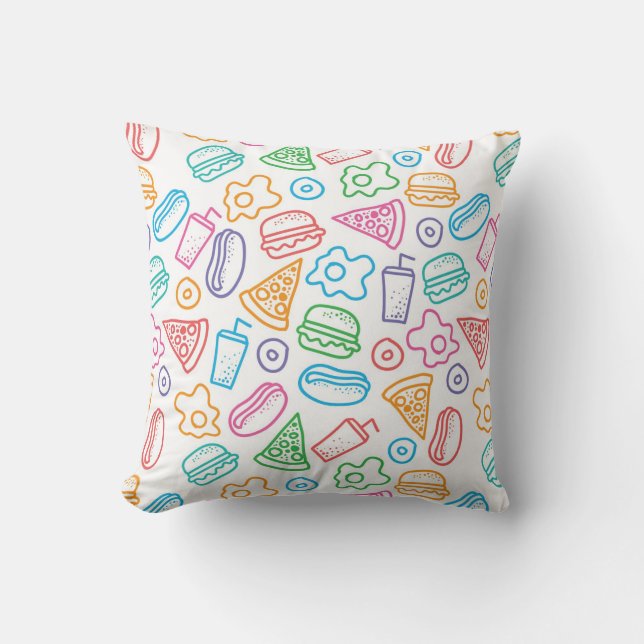 Fast food pattern throw pillow (Front)