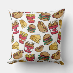 Fast Food Pattern throw pillows