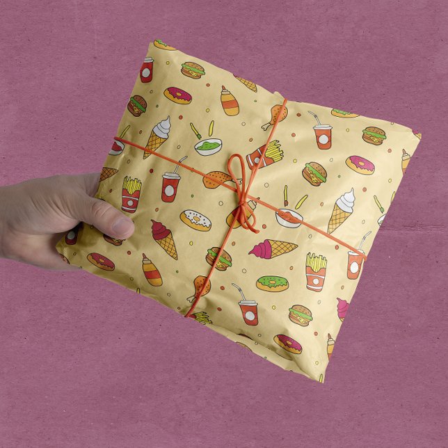 Fast Food Pattern Yellow Tissue Paper (Creator Uploaded)