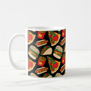 fast food pizza burger hotdog french fries tacos s coffee mug