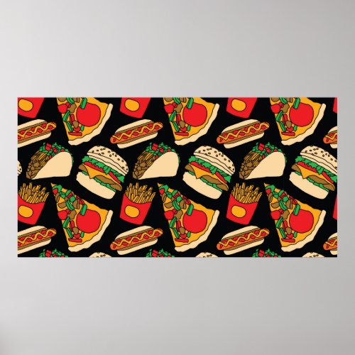 fast food pizza burger hotdog french fries tacos s poster