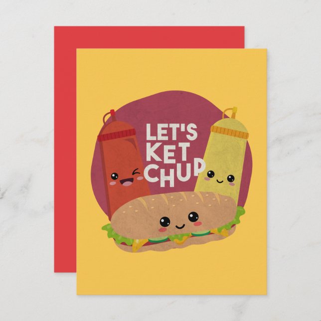 Fast Food Pun: Let's Ketchup Note Card (Front/Back)