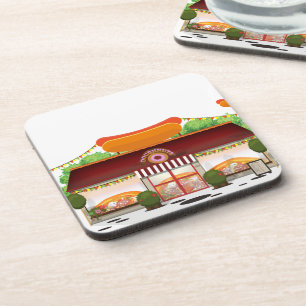 Fast Food Restaurant Cartoon Drink Coaster