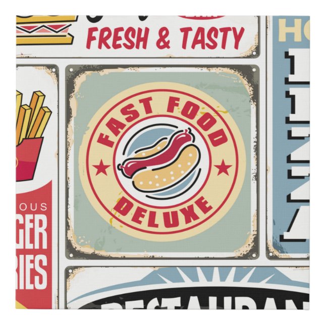 Fast food restaurants and diners retro signs colle (Front)