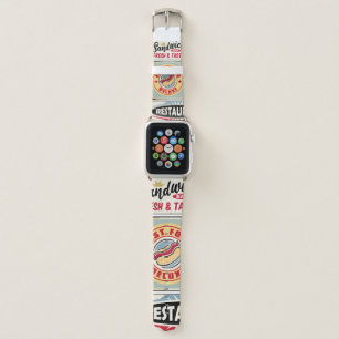 Fast food restaurants and diners retro signs colle apple watch band