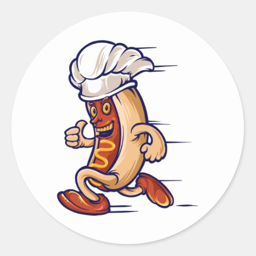 fast food run hot dog classic round sticker