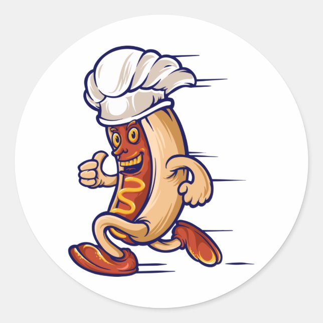 fast food run hot dog classic round sticker (Front)