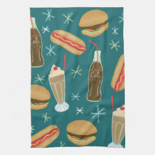 Fast Food Soda Fountain Deep Green Kitchen Towel