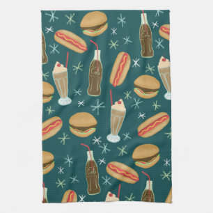 Fast Food Soda Fountain Junk Food Deep Green Kitchen Towel