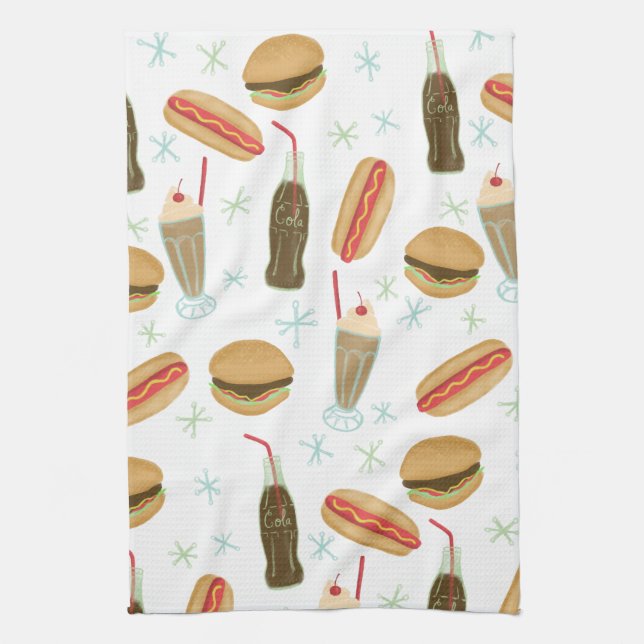 Fast Food Soda Fountain Junk Food White Kitchen Towel (Vertical)