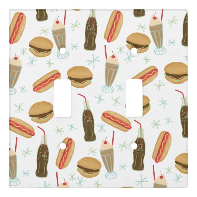 Fast Food Soda Fountain Junk Food White Light Switch Cover (Front)