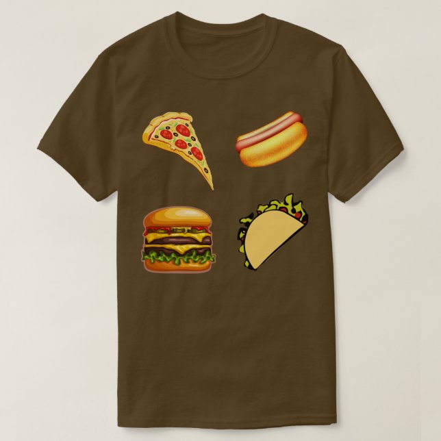 Fast Food Sticker Pack Pizza Hot Dog Burger Taco F T-Shirt (Design Front)