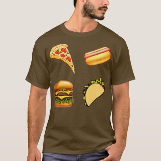 Fast Food Sticker Pack Pizza Hot Dog Burger Taco F T-Shirt