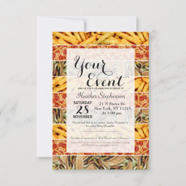 Fast Food Stripes Invitation (Front)