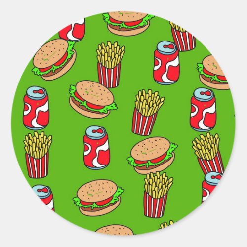 Fast Food Wallpaper Classic Round Sticker