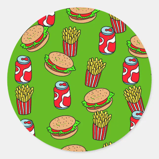 Fast Food Wallpaper Classic Round Sticker | Zazzle