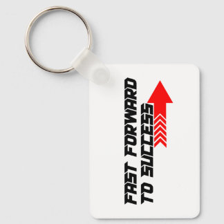 Fast Forward – Bold Red Motivation Quote Design Keychain