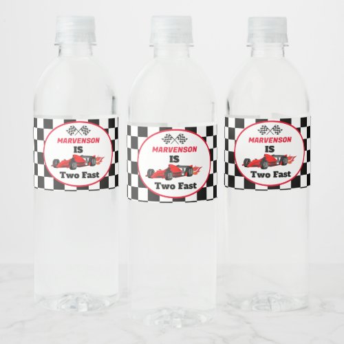 Fast On Fast Race Car Boy First Birthday Party  Water Bottle Label