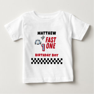 Fast One 1st birthday Boy Racing Car Baby T-Shirt