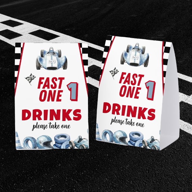 Fast One 1st birthday Boy Racing Car Drinks Paper Table Tent (Creator Uploaded)