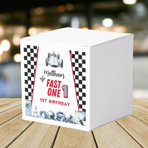 Fast One 1st birthday Boy Racing Car Favor Boxes