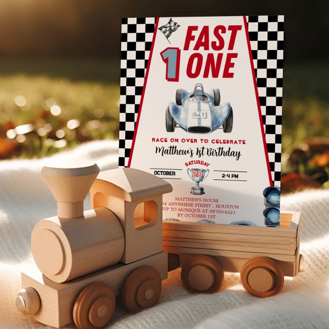 Fast One 1st birthday Boy Racing Car Invitation (Creator Uploaded)
