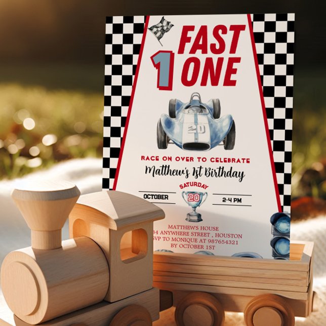 Fast One 1st birthday Boy Racing Car Invitation (Creator Uploaded)