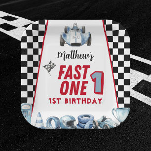 Fast One 1st birthday Boy Racing Car  Paper Plates