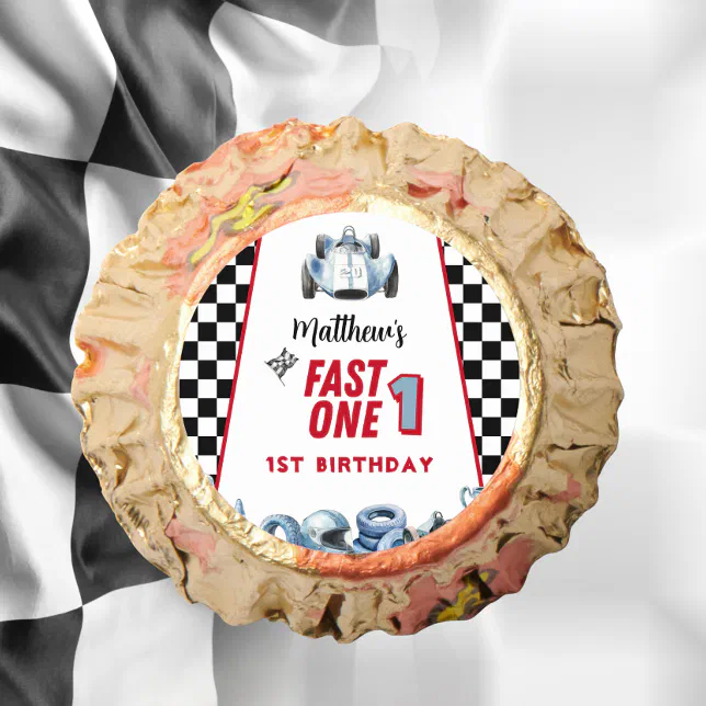 Fast One 1st birthday Boy Racing Car Reese's Peanut Butter Cups | Zazzle