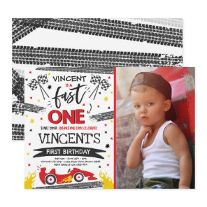 Fast One 1st Birthday Party Red Race Car Fast One Invitation