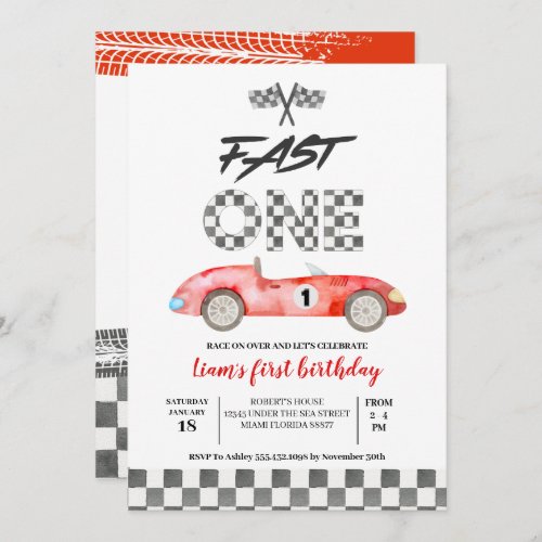 Fast ONE Birthday  Invitation