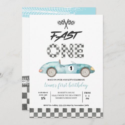 Fast ONE Birthday  Invitation