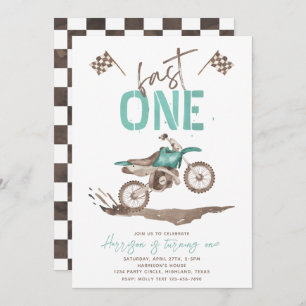 Fast ONE Birthday Invitation   1st Birthday