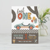 Fast ONE Birthday Invitation | Racing Invitation (Standing Front)
