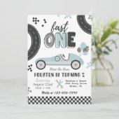 Fast ONE Birthday Invitation | Vintage Racing (Standing Front)